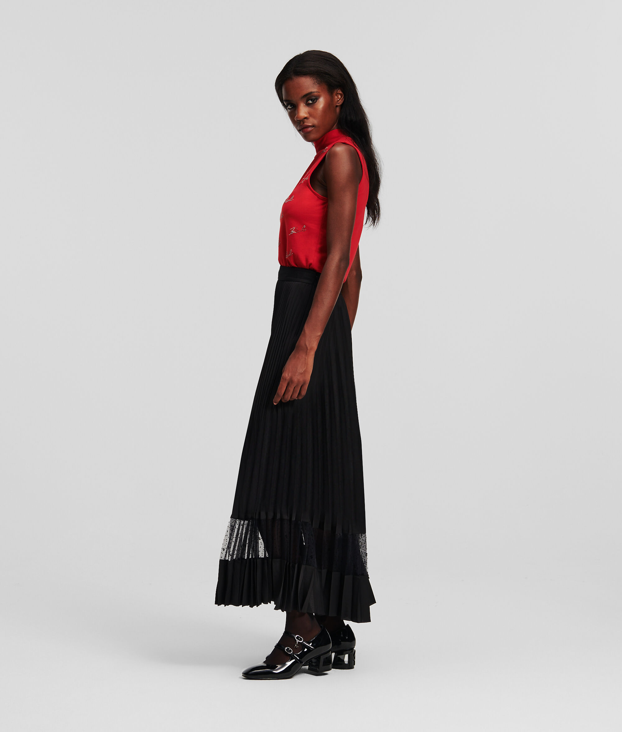 (image for) Lively KL MONOGRAM PLEATED MIDI SKIRT